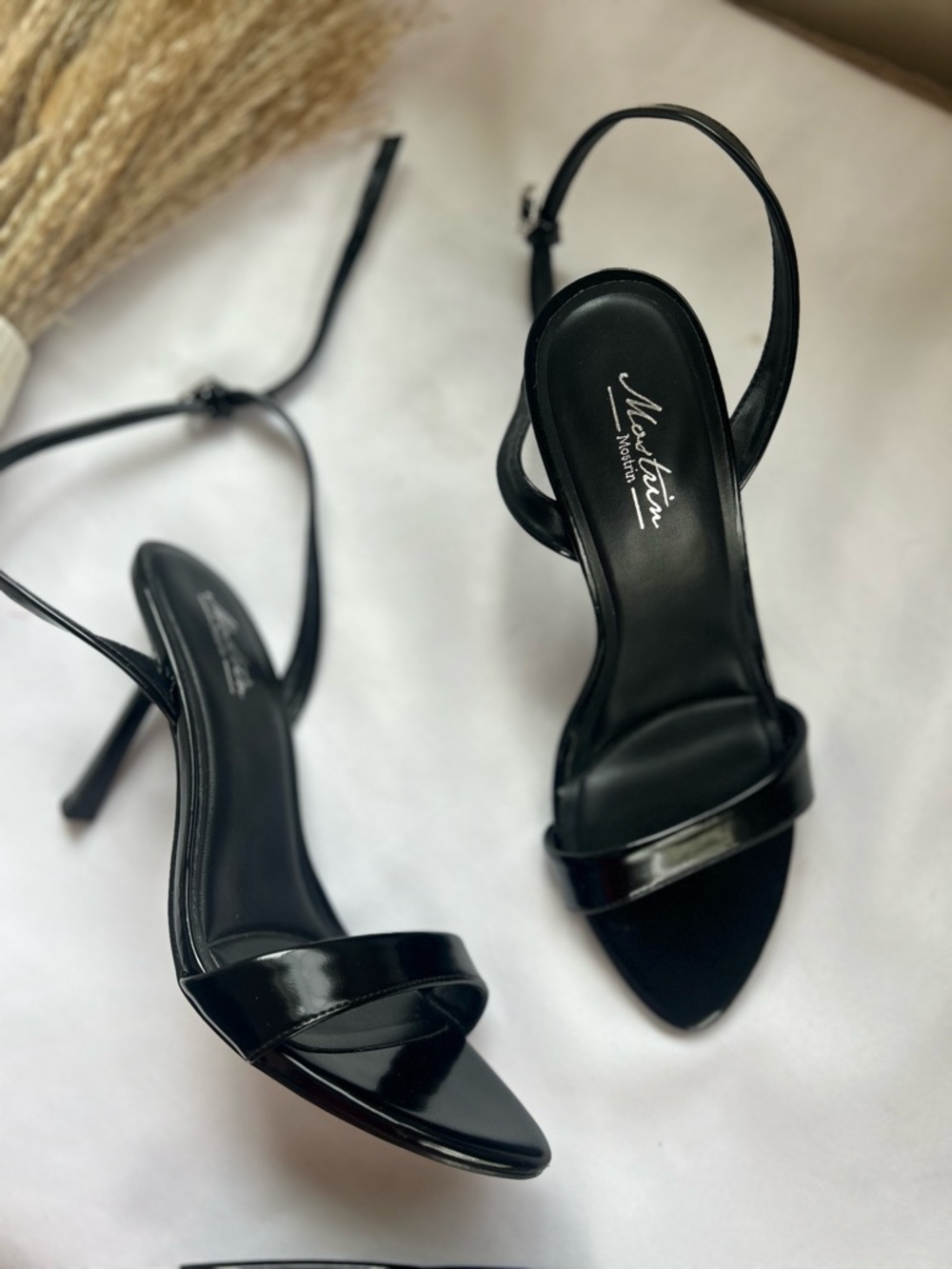 Mostrin Black Patent Slingback Heels 8 new